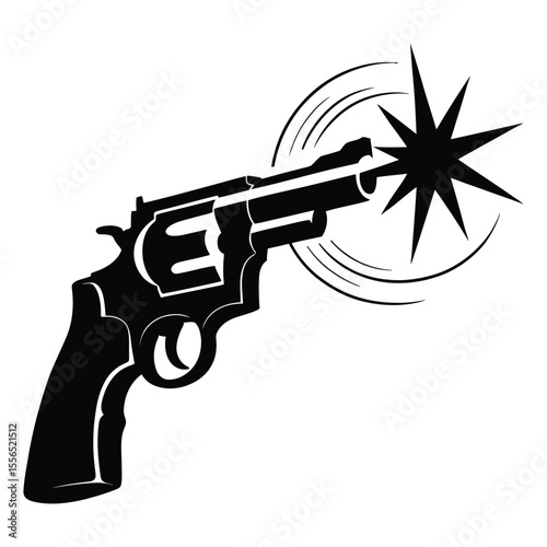 Revolver firing with starburst effect silhouette