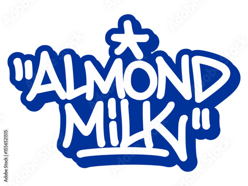 Graffiti tag of “Almond Milk” with clean smooth lines and organic tone. Perfect for vegan drinks, health visuals, and modern cafe branding.