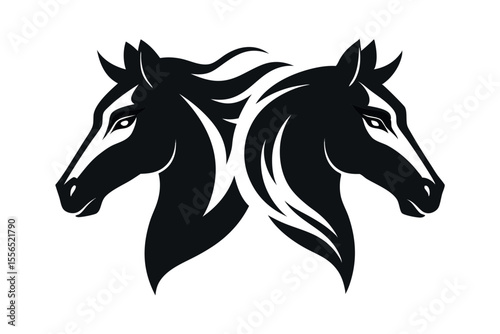 horse head silhouette vector bundle – 6 unique black horse profiles for logo, tattoo, and print design