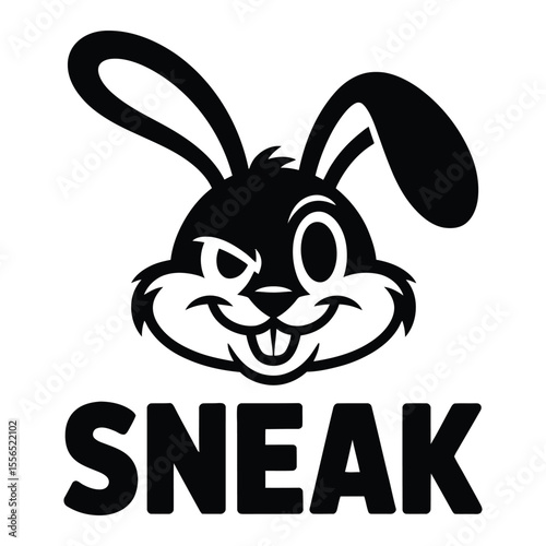 Winking rabbit face with sneak text silhouette