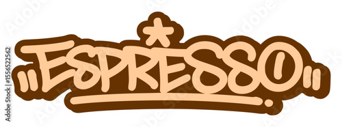 Graffiti tag of “Espresso” in sharp, bold strokes with dark spray texture. Perfect for coffee bar themes, intense vibe design, and urban cafe visuals.