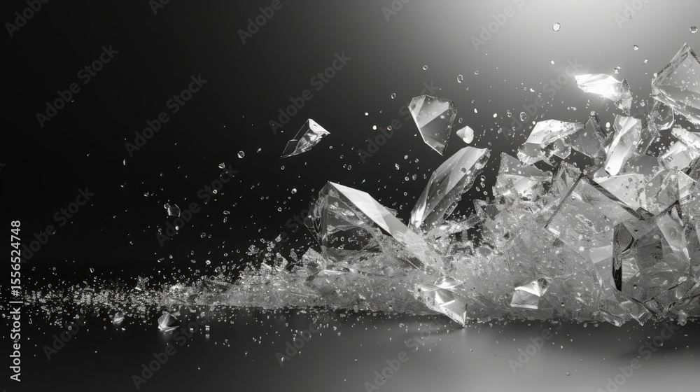 Naklejka premium Glass shards shattered isolated on transparent png.