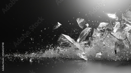 Glass shards shattered isolated on transparent png.