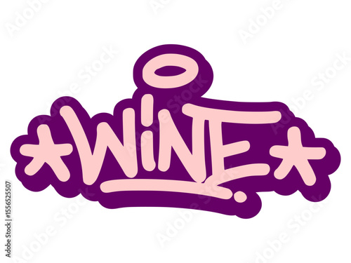 Graffiti tag of “Wine” in elegant street style with deep tones and smooth curves. Perfect for bar visuals, classy branding, and lifestyle drink design.