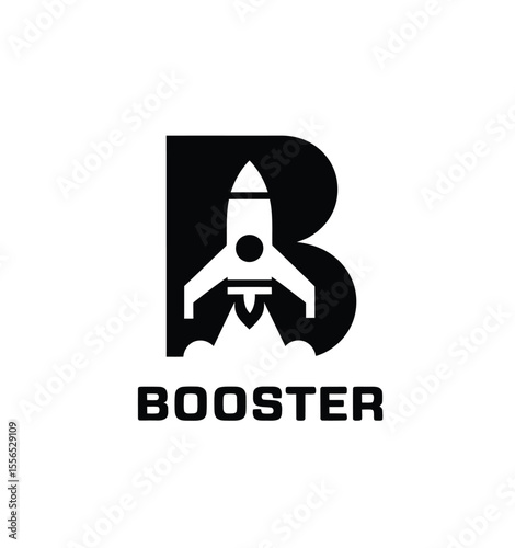 Booster logo icon vector in black color with white background.