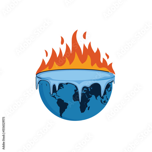 Global warming flat vector with white background. Logo. Vector illustration.