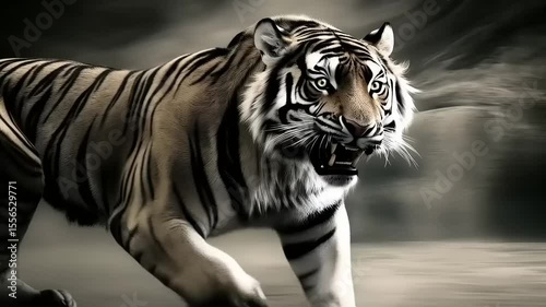 Majestic Bengal Tiger Prowling: A Portrait of Strength and Serenity in Nature