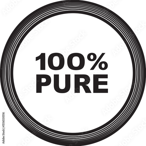 100% Pure: Close-up of a minimalist black and white logo design, clean and modern aesthetic, conveying purity and authenticity. on a white background