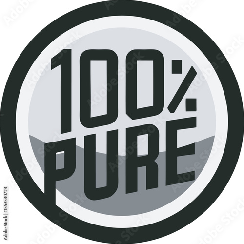 100% Pure: Close-up of a minimalist black and white logo design, clean and modern aesthetic, conveying purity and authenticity.