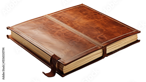 Beautiful brown leather album holds memories within its handmade book, a perfect keepsake transparent.