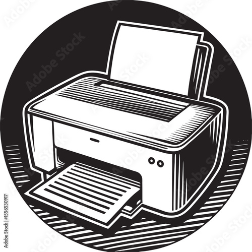 vector illustration of a Compact Home Office Printer:  Clean, Modern Design, Ready to Print Documents and Photos.