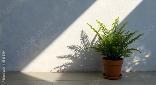 Sombra de una planta moviéndose sobre pared clara en una escena tranquila
