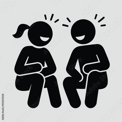 Silhouette people talking expressing positive emotions and ideas Vector illustration