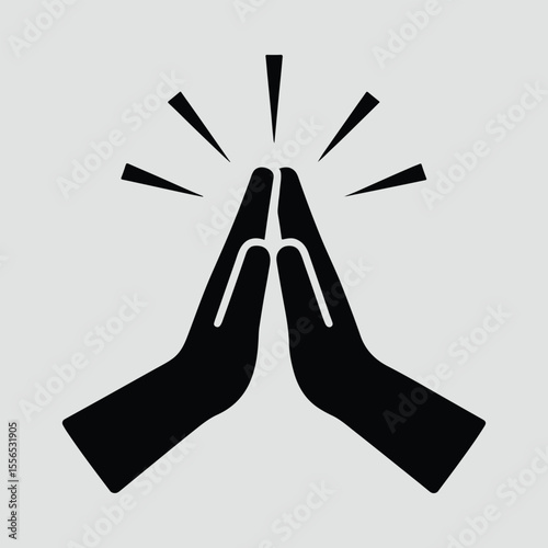 Silhouette praying hands religion concept worship symbol Vector illustration