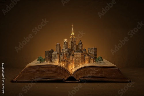 City Emerging from Open Book