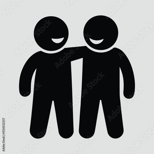 Silhouette two friends hugging representing friendship and camaraderie Vector illustration