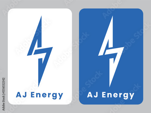 initial letter AJ Energy pictorial mark logo. conceptual philosophical logo. blue and white. monogram aj logo design