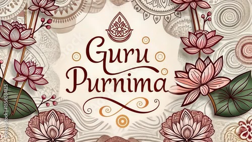 Celebrate Guru Purnima with Floral Frame and Words Guru Purnima