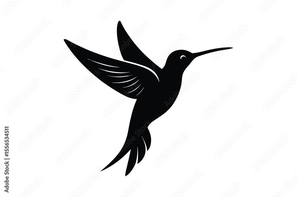 Obraz premium Hummingbird silhouette vector bundle illustration, Black Hummingbird silhouette vector