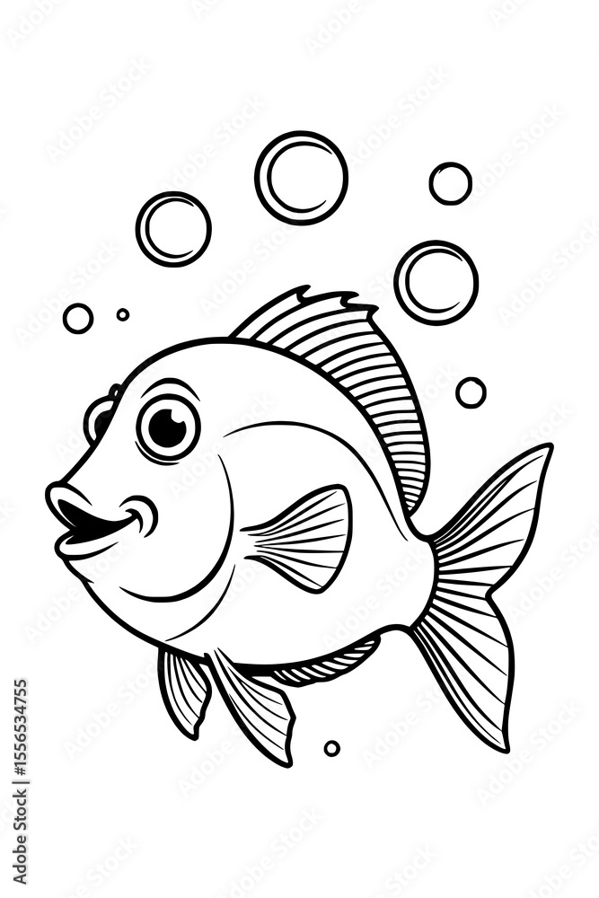 Der freundliche Riesen-Fisch: Ausmalvorlage unter Wasser
