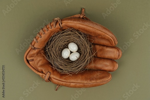 Bird Nest in Baseball Glove