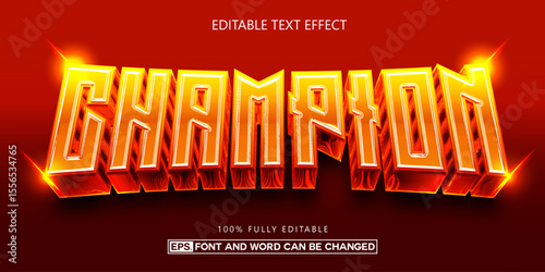 Champion editable text effect, Glowing style effect