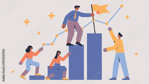 Business Leader Standing On Top Of Stairs Holding