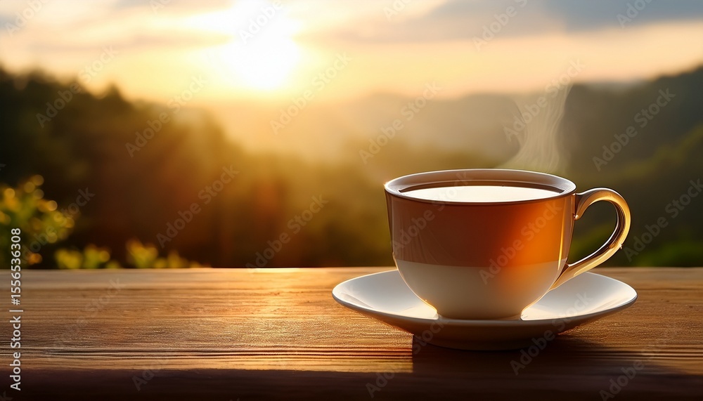 Obraz premium warm morning light and a cup of tea