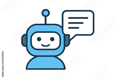Icon of a chatbot accompanied by a speech bubble, serving as a virtual assistant on a website, embodying the concept of a chatbot for customer service