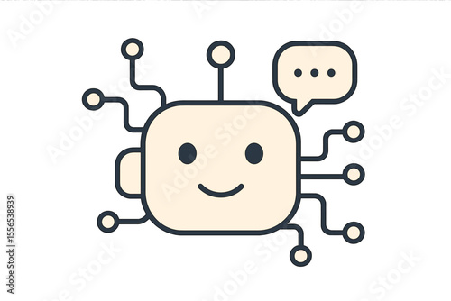 Modern vector illustration of a thin line chatbot icon from