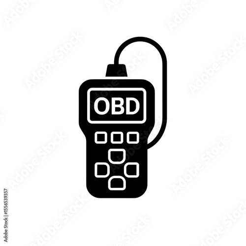OBD scanner icon with buttons for diagnostics – solid