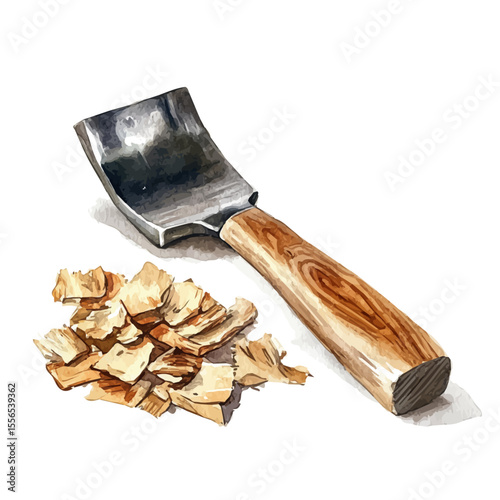 Wood Shaving, watercolor clipart vector, isolated on a white background.