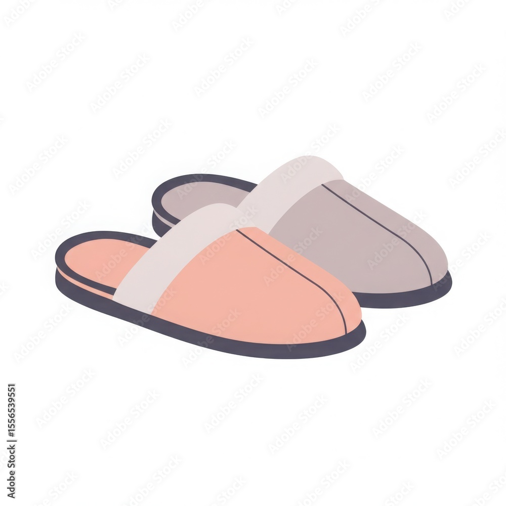 Fototapeta premium Cozy fleece slippers displayed in a flat vector design, perfect for casual lounging at home or keeping warm indoors