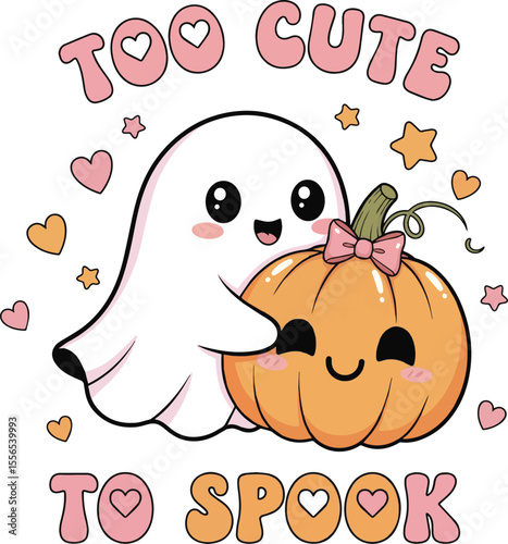 “Too Cute to Spook SVG – Ghost & Pumpkin Halloween PNG – Cute Baby Fall Clipart Design”

