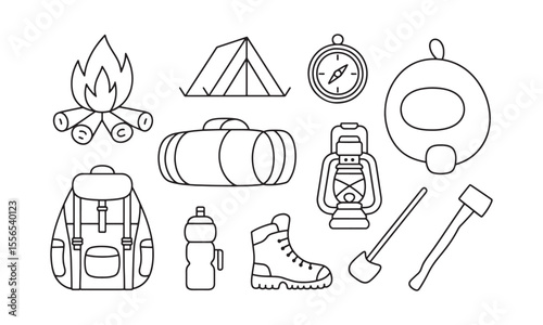 Hiking Adventure Gear Icons Pattern

