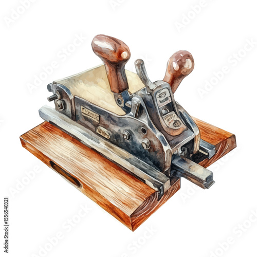 watercolor vector of Wood Planer, isolated on a white background.