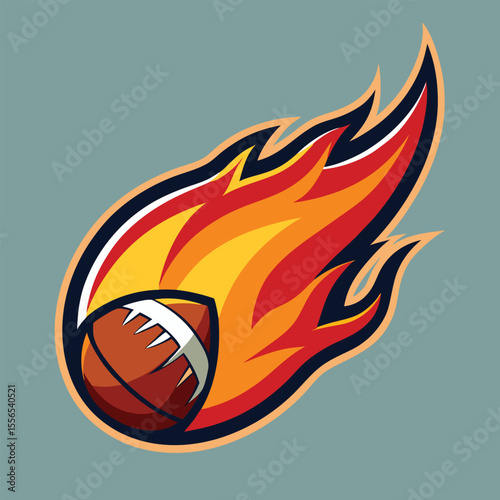 Dynamic american football imagery featuring a fiery flame design with a professional vector illustration