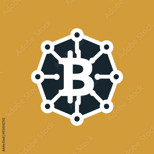 Blockchain icon vector illustration, Cryptocurrency blockchain sign, Machine learning symbol, Technology and AI concept