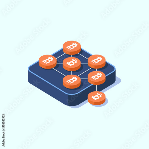 Blockchain icon vector illustration, Cryptocurrency blockchain sign, Machine learning symbol, Technology and AI concept