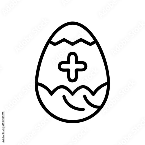 Easter egg with cross symbol in black and white