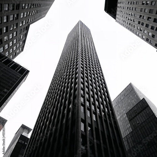 Architectural Cityscape in Monochrome – Urban Buildings and Streets Captured from Dynamic Angles in Black and White