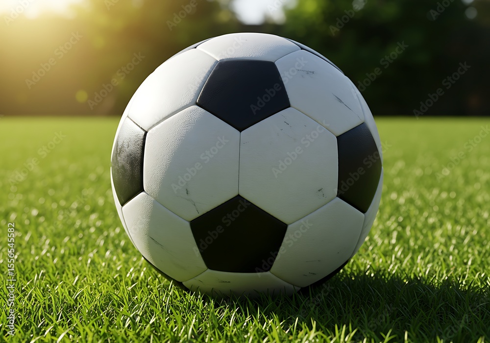Obraz premium soccer ball with details on a lawn