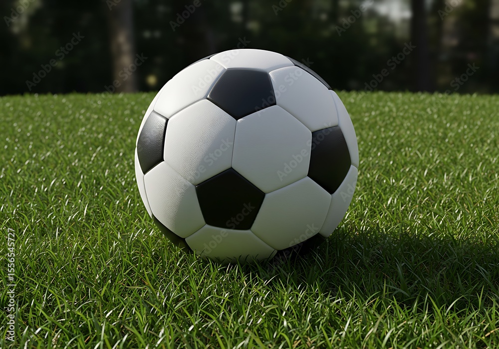 Fototapeta premium soccer ball with details on a lawn