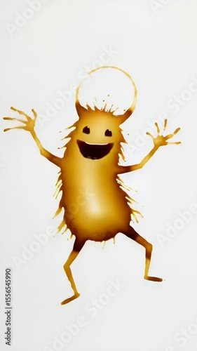 Animated Coffee Stain Monsters Dancing a Funny Jig in a Playful Sequential Art Pattern