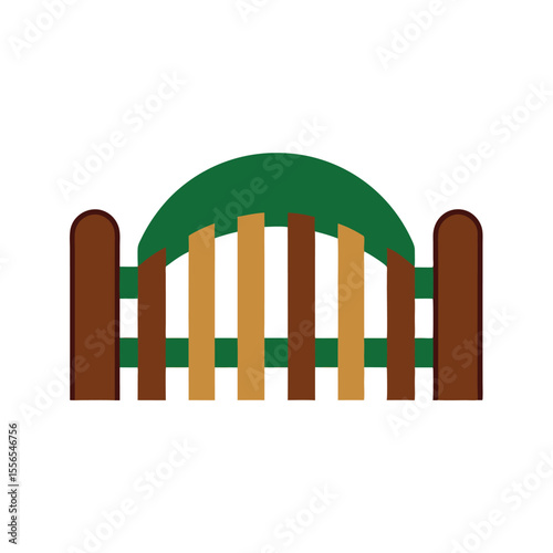 Rustic Wooden Garden Gate Charming Arch Design Illustration