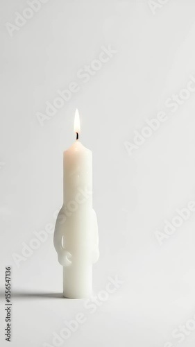 Animated video of candle melting in sequence on a plain background minimal concept