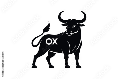 strong Ox Silhouette Vector – Farm Livestock Bull Illustration