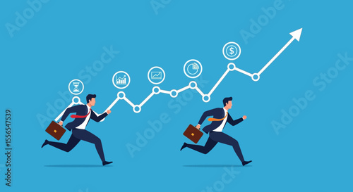 Business Growth Collaboration, Strategy, and Success Vector Illustration