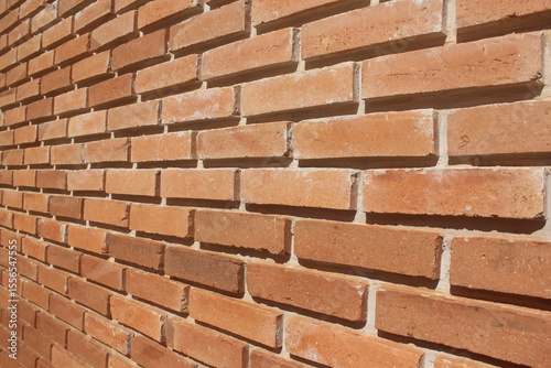 Left Side View of a Perfect Red Brick Wall