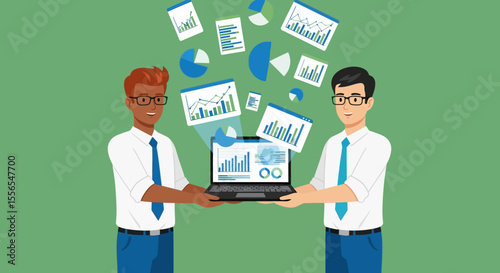 Data Analysis Teamwork Collaborative Business Intelligence Vector Illustration